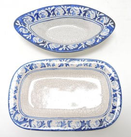 Dedham Pottery rabbit lot of 2 trays,