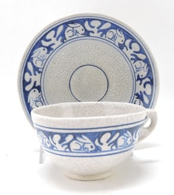 Dedham Pottery rabbit cup and