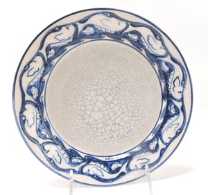 Dedham Pottery 8" plate, dolphin
