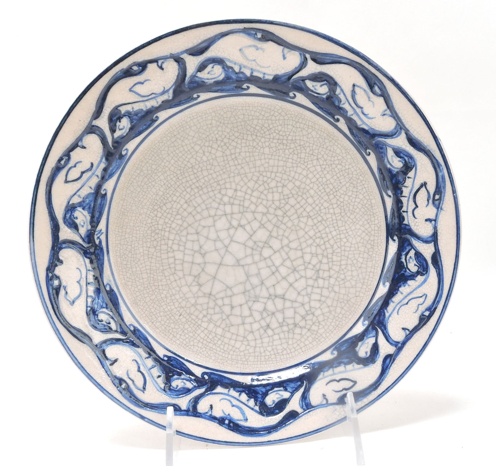 Dedham Pottery 8" plate, dolphin (1 of 1)