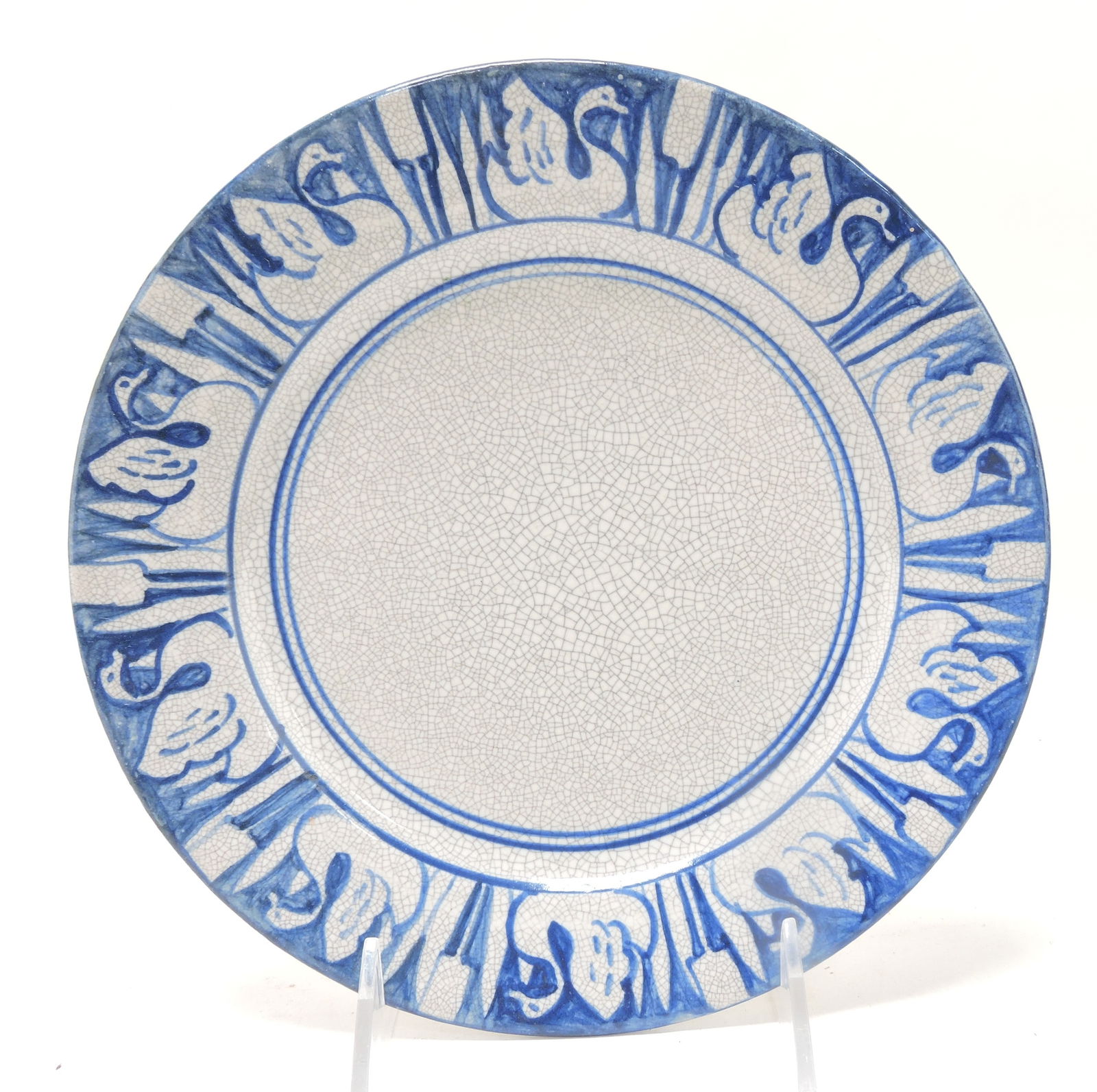 Dedham Pottery 8" plate, swan (1 of 1)