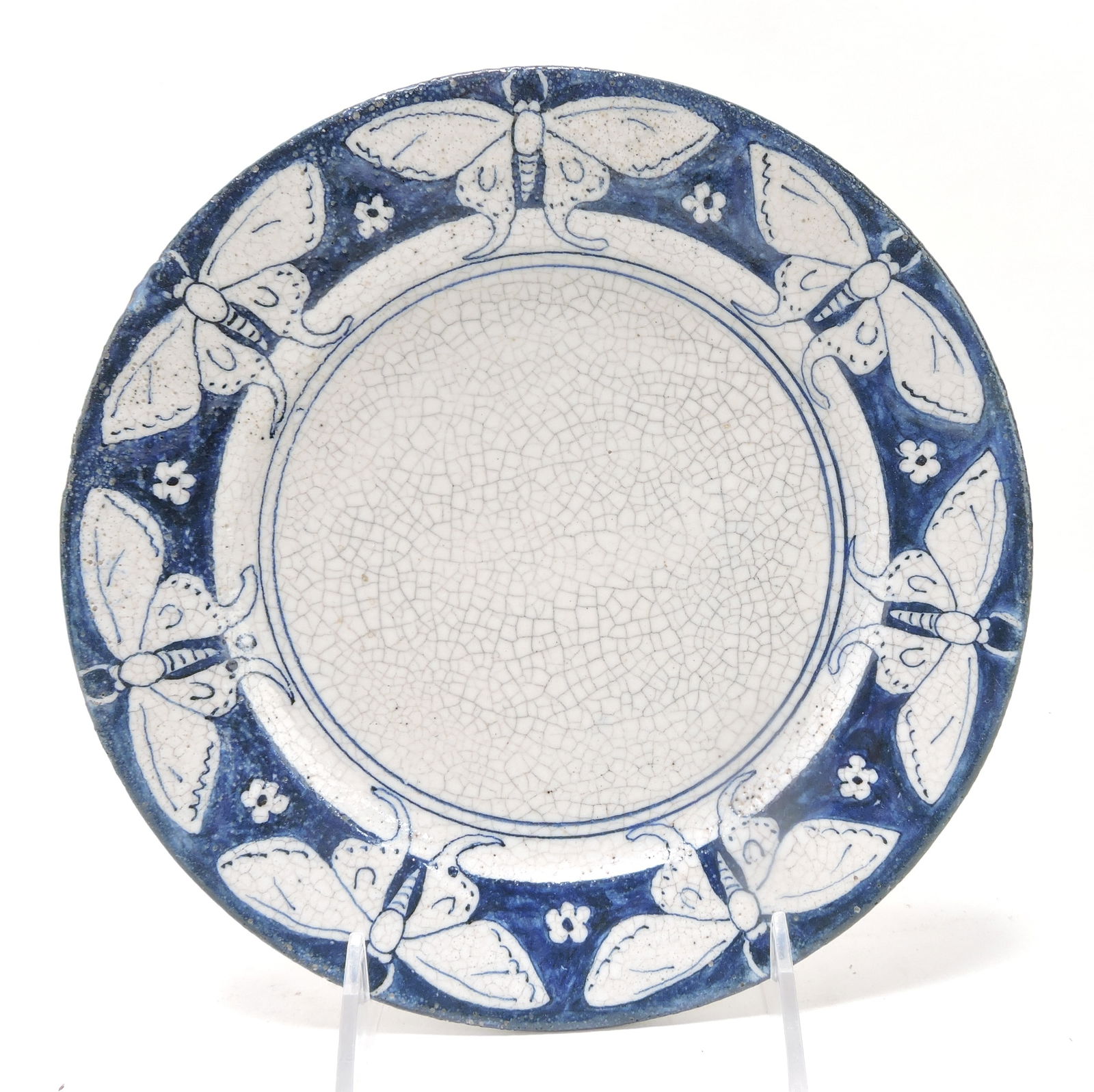 Dedham Pottery 8" plate, moth (1 of 1)