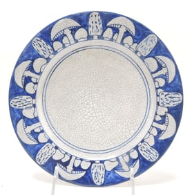 Dedham Pottery 8" plate, mushrooms