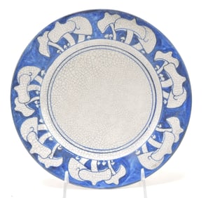 Dedham Pottery 8" plate, mushrooms