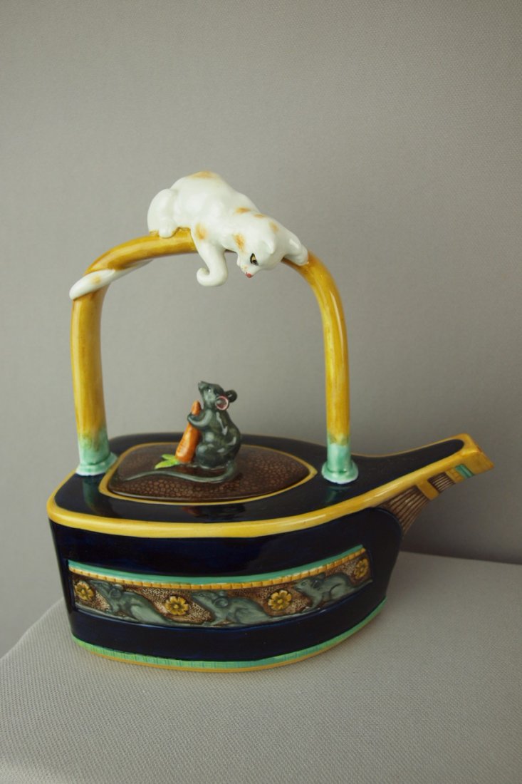 Royal Doulton flat iron teapot from the Minton Archi: Royal Doulton flat iron teapot from the Minton Archive Collection, #966 of 2500, 8"