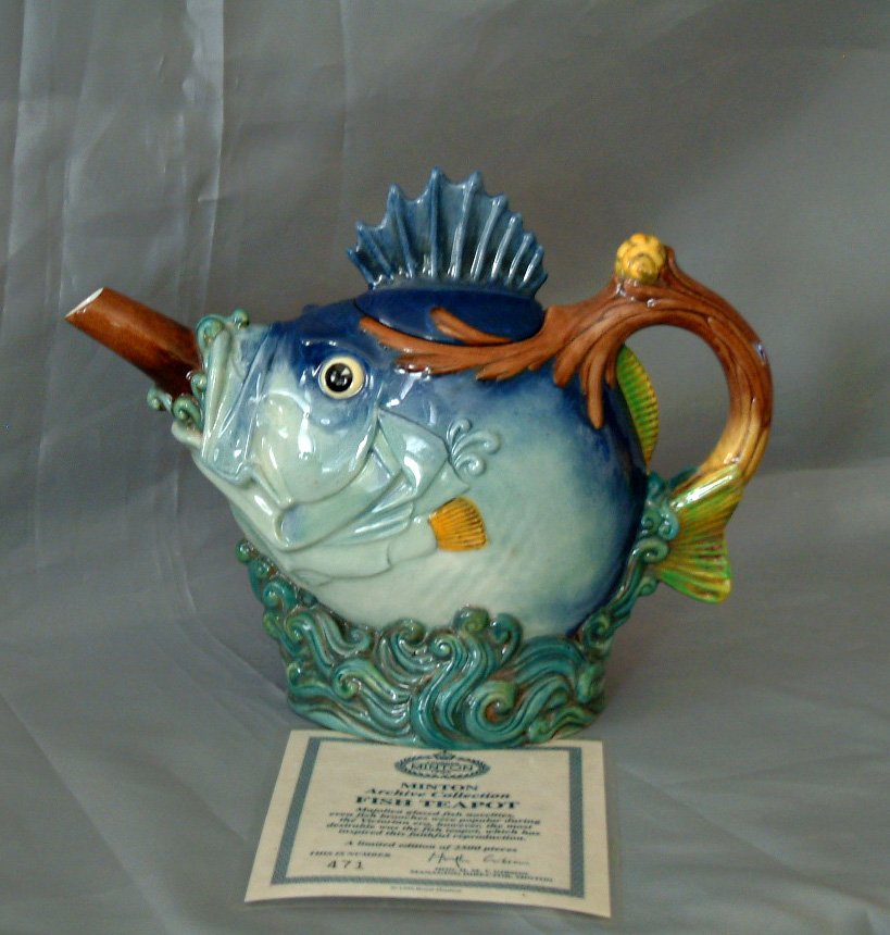 Royal Doulton Minton Archive spikey fish figural tea: Royal Doulton Minton Archive spikey fish figural teapot with box, not shown
