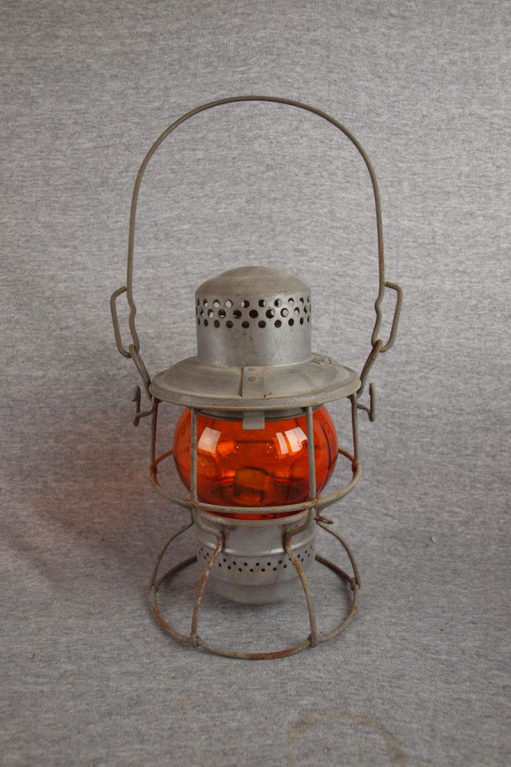 Adlake railroad lantern with amber globe