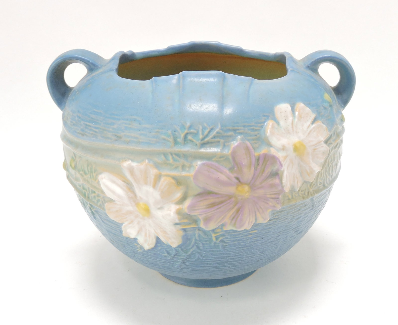Roseville Blue Cosmos jardiniere,: 376-6"