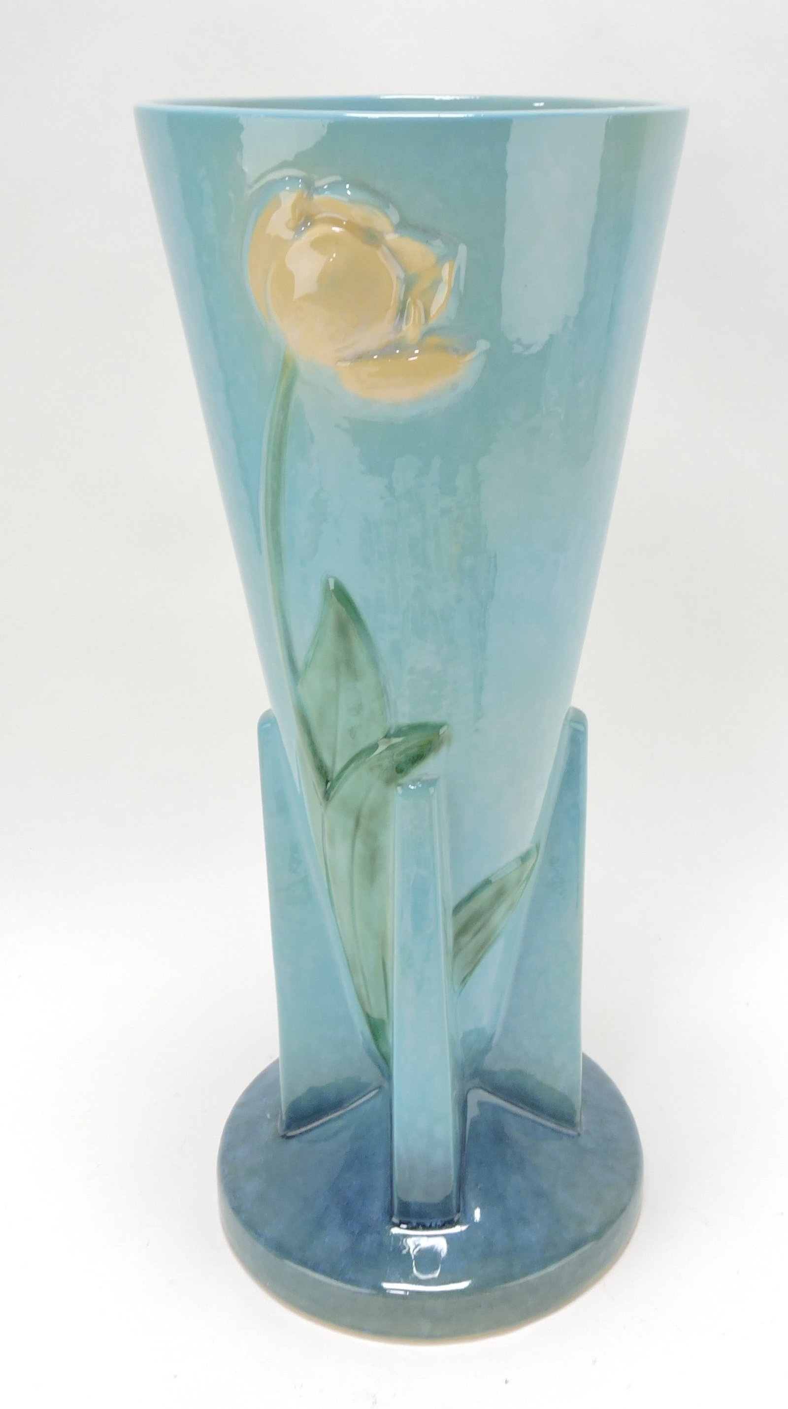 Roseville Wine craft blue floor vase,: 389-18"