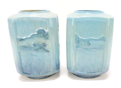 Roseville WInecraft blue pair of square