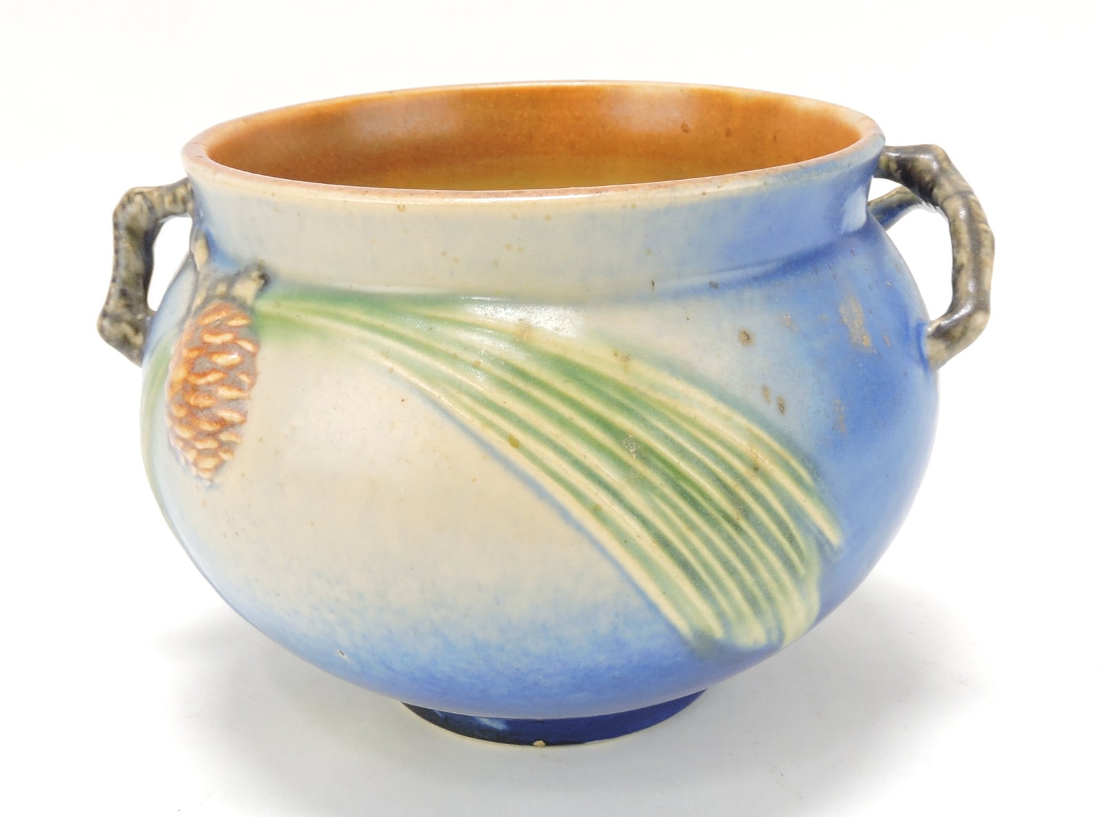 Roseville blue pinecone jardiniere,: 632-5"