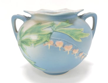 Roseville blue Bleeding Hearts jardiniere,