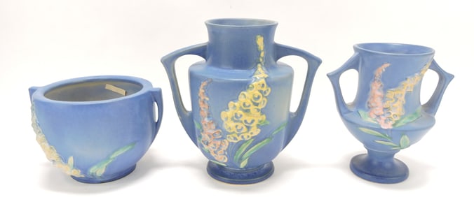 Roseville blue Foxglove lot of 3