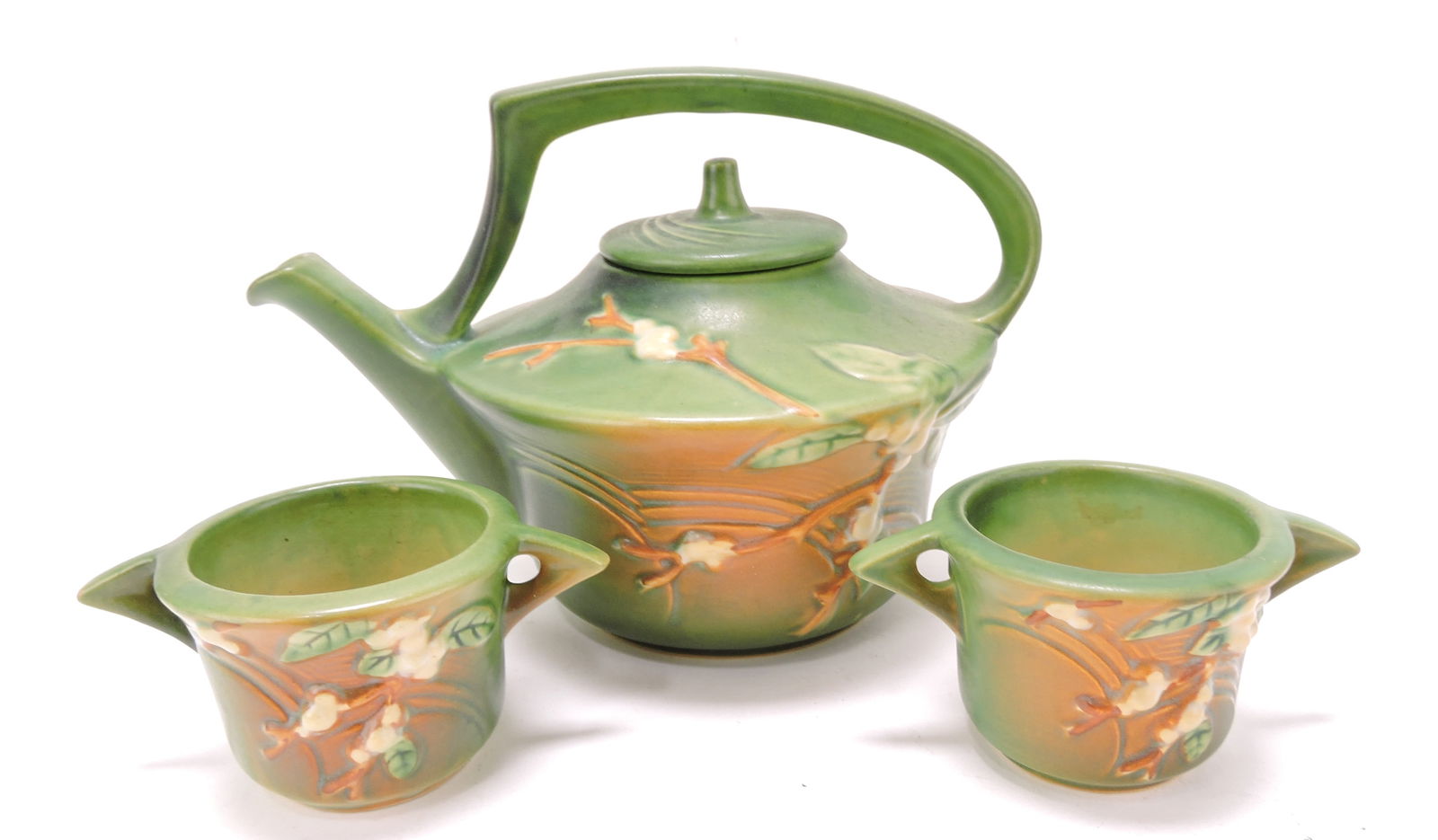 Roseville green Snowberry teapot TP1, (1 of 1)