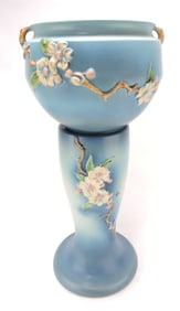 Roseville blue Apple Blossom jardiniere