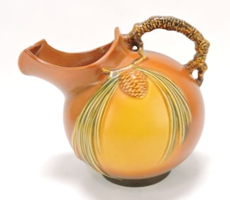 Roseville brown Pinecone cider pitcher,
