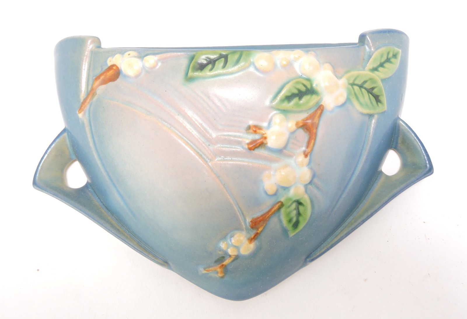 Roseville blue Snowberry wall pocket,: 1WP-8"