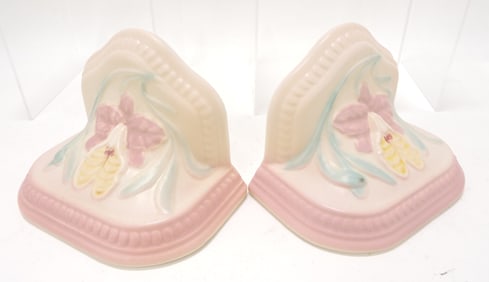 Hull Pottery Orchid pair of bookends