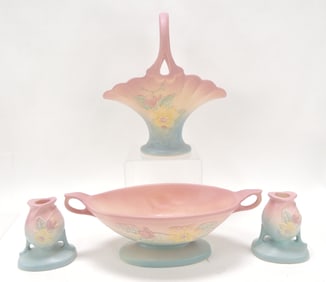 Hull Pottery Magnolia basket 12",