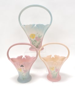 Hull Pottery Poppy lot of 3 baskets,