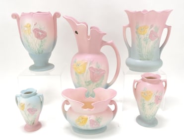 Hull Pottery Poppy lot of 6 pieces,