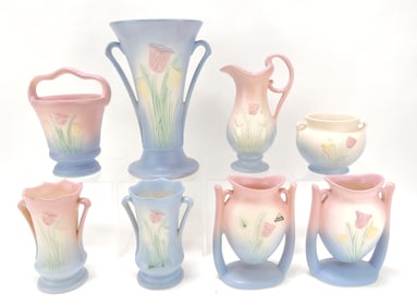Hull Pottery Tulip lot of 8 pieces,