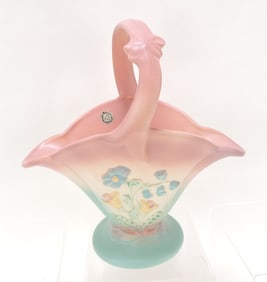Hull Pottery pink Bowknot basket,
