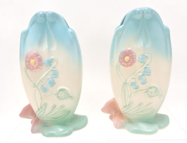 Hull Pottery Bowknot pair of vases,