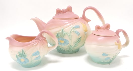 Hull Pottery Bowknot pink 3 piece