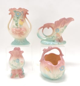 Hull Pottery Bowknot lot of 4 pieces,