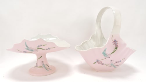 Hull Pottery pink Serenade comport and