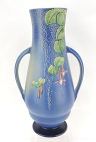 Roseville blue Fuchsia floor vase,