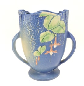 Roseville blue Fuchsia vase,