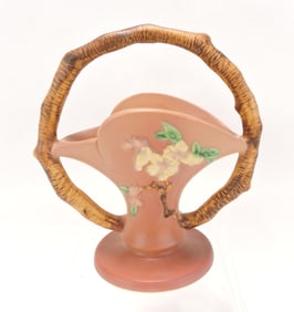 Roseville pink Apple Blossom basket,