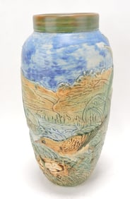 Weller Pottery Glendale bird with nest