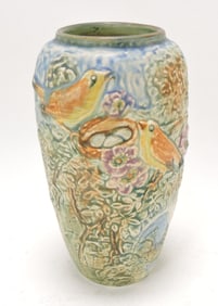 Weller Pottery Glendale vase with pair of