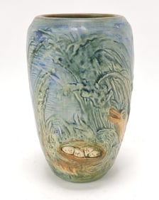 Weller Pottery Glendale vase with birds