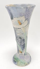 Weller Silvertone calla lily vase, 12"