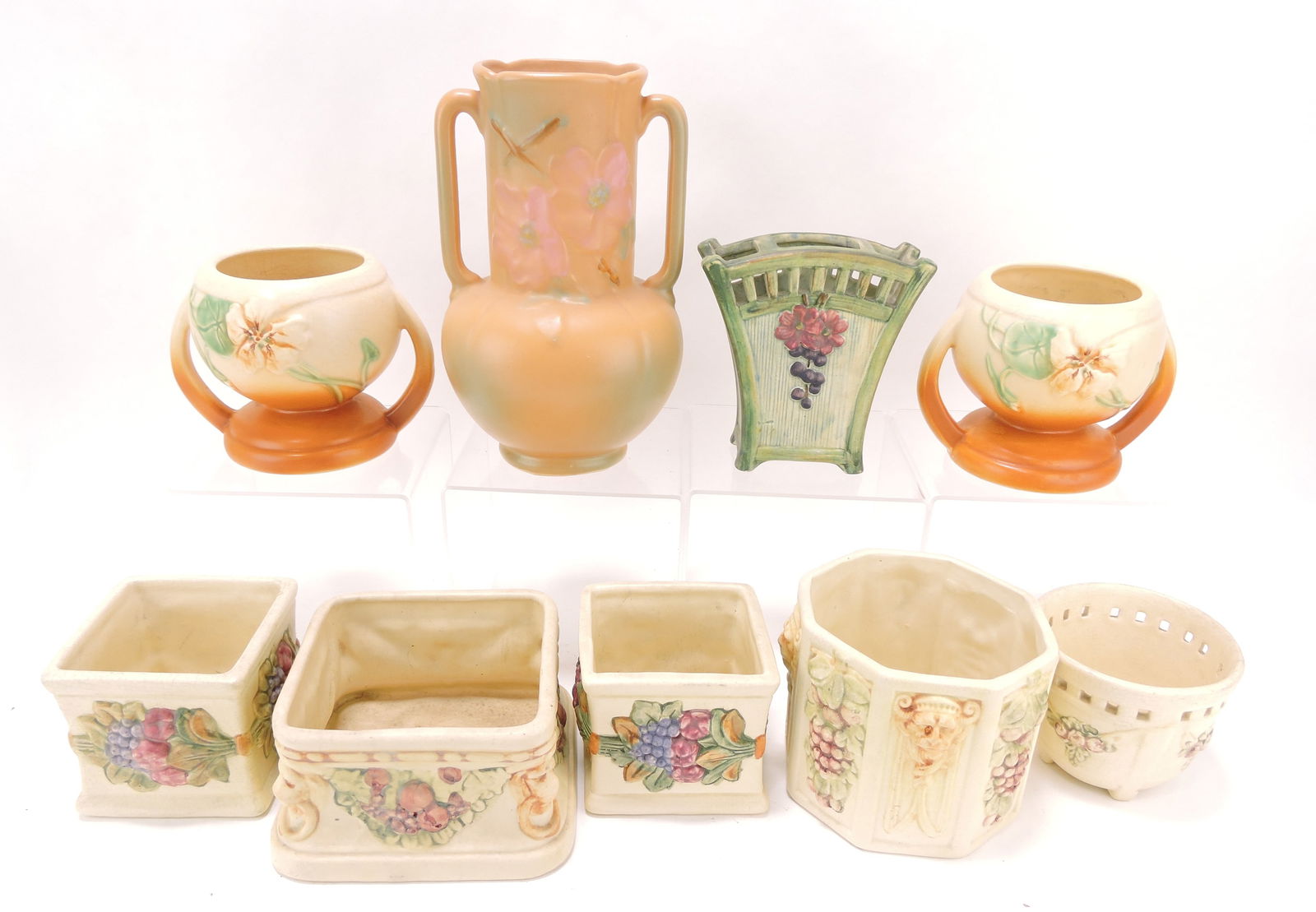 Weller Pottery lot of 9 pieces,: 4" to 10", various condition