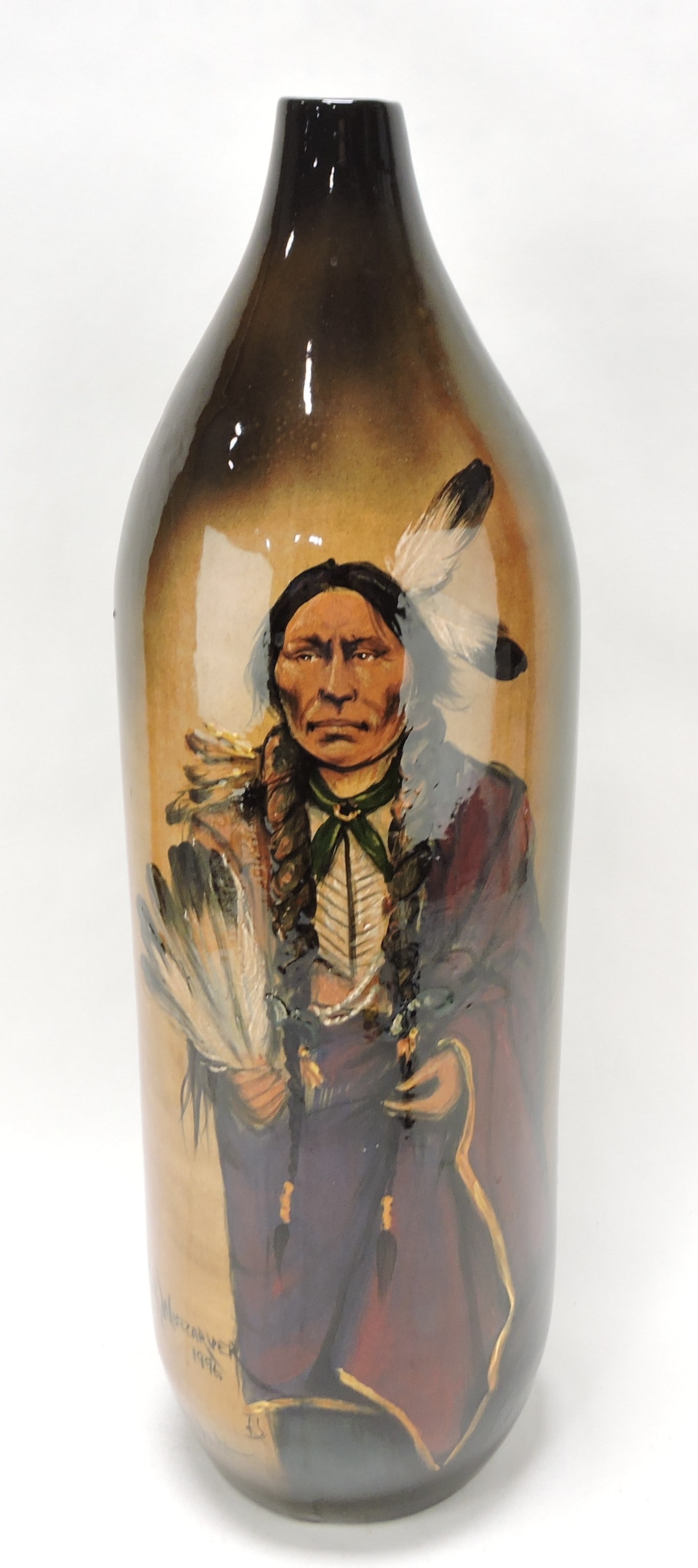 Rick Wisecarver large vase with Indian, (1 of 2)