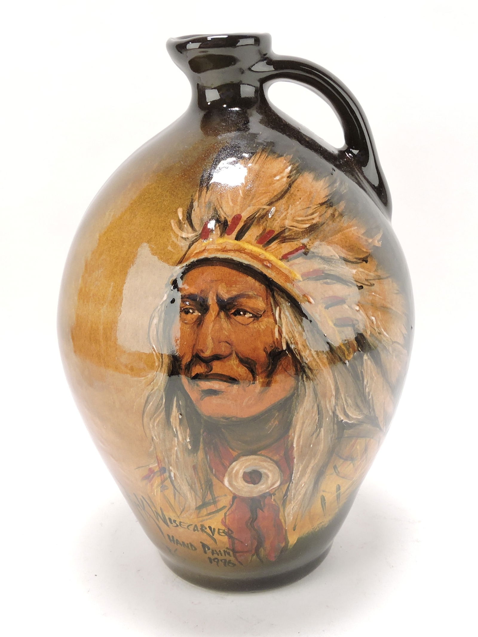 Rick Wisecarver large jug with Indian, (1 of 1)