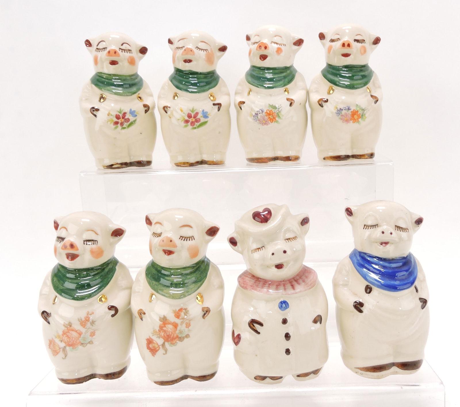 Shawnee Pottery lot of 4 pair of: pig range shakers