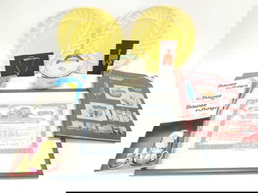 Shawnee Pottery group: 2 yellow plates,