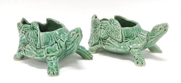 McCoy lot of 2 turtle planters, 8"