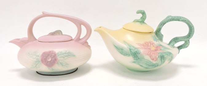 Hull Pottery lot of 2 teapots, 7"