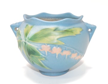 Roseville blue Bleeding Hearts jardiniere,