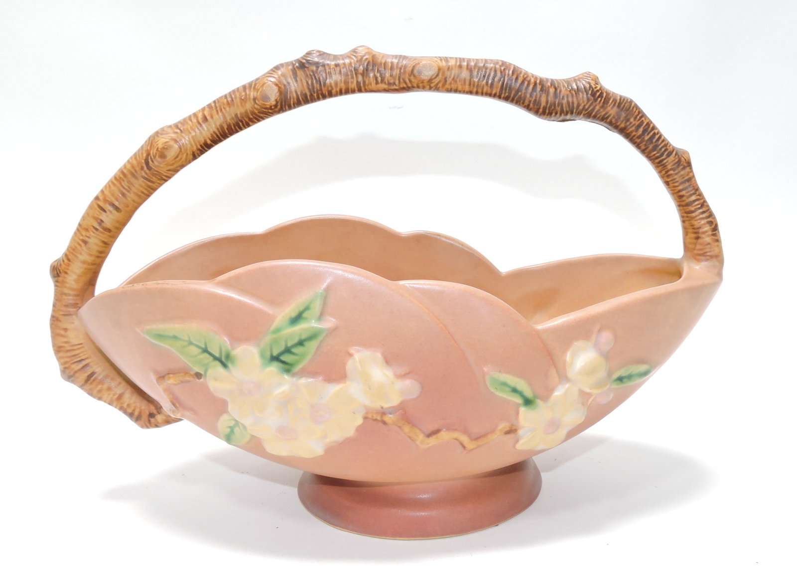 Roseville pink Apple Blossom basket: 310-10"