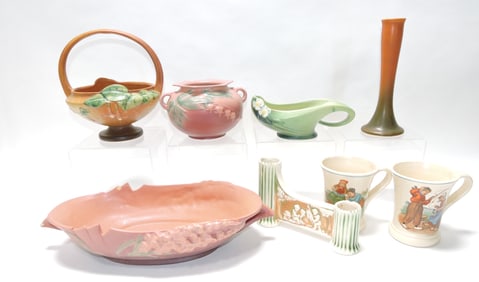 Roseville lot of 8 assorted pcs, 4" to 15",