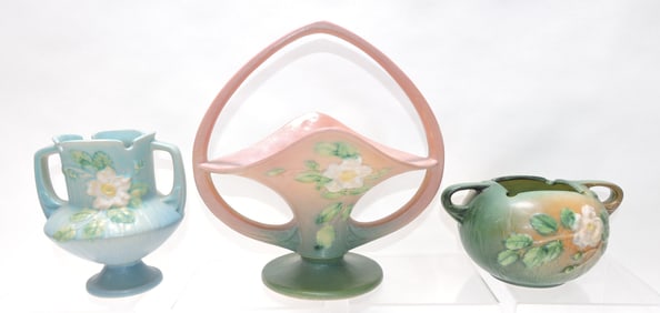 Roseville White Rose lot of 3 pcs,