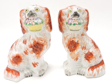Staffordshire pair of russet spaniels with